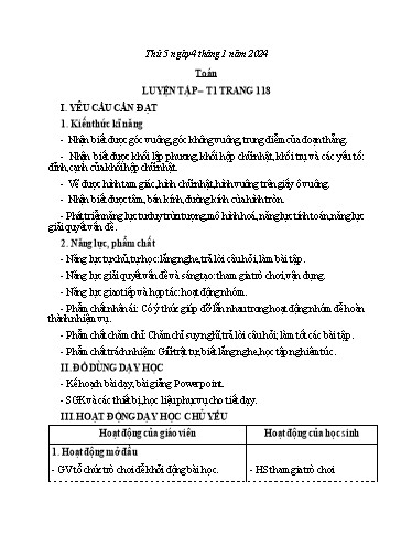 Kế hoạch bài dạy Toán 3 (Kết nối tri thức) - Bài: Luyện tập (Tiết 1) - Năm học 2023-2024 - Bạch Thị Hải Yến