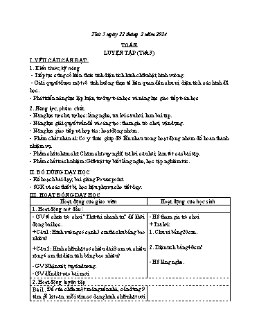 Kế hoạch bài dạy Toán 3 (Kết nối tri thức) - Bài: Luyện tập (Tiết 3) - Năm học 2023-2024 - Bạch Thị Hải Yến