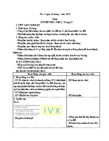 Kế hoạch bài dạy Toán 3 (Kết nối tri thức) - Bài: Luyện tập trang 13 (Tiết 2) - Năm học 2023-2024 - Bạch Thị Hải Yến