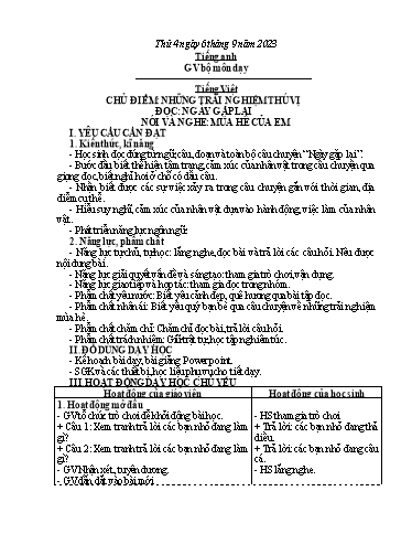 Kế hoạch bài dạy Toán + Tiếng Việt 3 - Tuần 1 - Năm học 2023-2024 - Hoàng Thị Dung