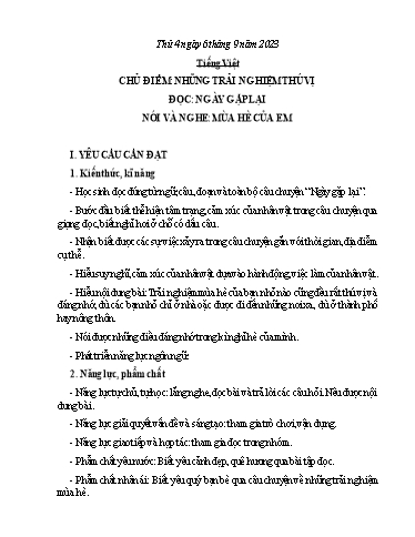 Kế hoạch bài dạy Toán + Tiếng Việt 3 - Tuần 1 - Năm học 2023-2024 - Trần Thị Hương