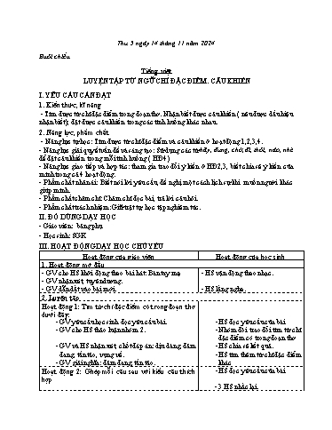 Kế hoạch bài dạy Toán + Tiếng Việt 3 - Tuần 10 - Năm học 2024-2025 - Bạch Thị Hải Yến