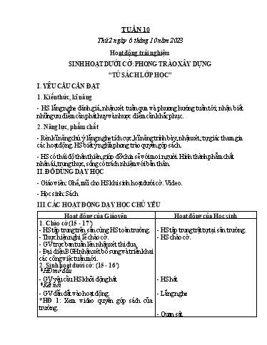 Kế hoạch bài dạy Toán + Tiếng Việt 3 - Tuần 10 (Thứ 2-4) - Năm học 2023-2024 - Trần Thị Hương