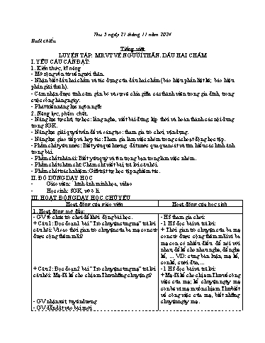 Kế hoạch bài dạy Toán + Tiếng Việt 3 - Tuần 11 - Năm học 2024-2025 - Bạch Thị Hải Yến
