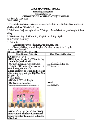 Kế hoạch bài dạy Toán + Tiếng Việt 3 - Tuần 13 (Thứ 2-4) - Năm học 2023-2024 - Hoàng Thị Dung