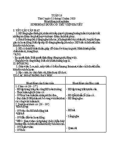 Kế hoạch bài dạy Toán + Tiếng Việt 3 - Tuần 15 (Thứ 2-4) - Năm học 2023-2024 - Trần Thị Hương