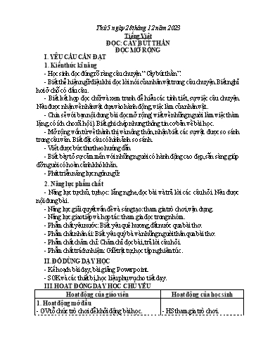 Kế hoạch bài dạy Toán + Tiếng Việt 3 - Tuần 17 (Thứ 5+6) - Năm học 2023-2024 - Hoàng Thị Dung