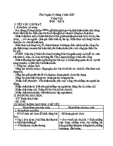 Kế hoạch bài dạy Toán + Tiếng Việt 3 - Tuần 19 (Thứ 5+6) - Năm học 2024-2025 - Hoàng Thị Dung