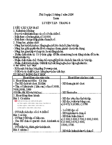 Kế hoạch bài dạy Toán + Tiếng Việt 3 - Tuần 19 (Thứ 5+6) - Năm học 2023-2024 - Trần Thị Hương