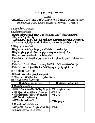 Kế hoạch bài dạy Toán + Tiếng Việt 3 - Tuần 23 (Thứ 5+6) - Năm học 2023-2024 - Trần Thị Hương