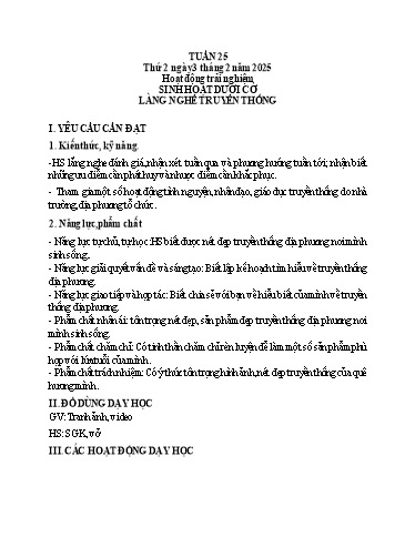 Kế hoạch bài dạy Toán + Tiếng Việt 3 - Tuần 25 - Năm học 2024-2025 - Hoàng Thị Dung