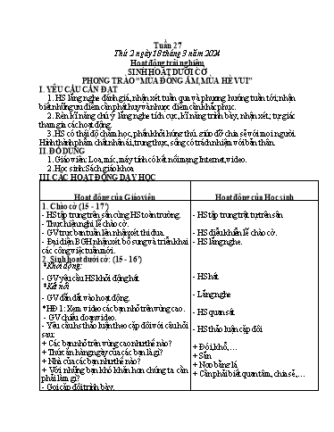 Kế hoạch bài dạy Toán + Tiếng Việt 3 - Tuần 27 (Thứ 2-4) - Năm học 2023-2024 - Hoàng Thị Dung