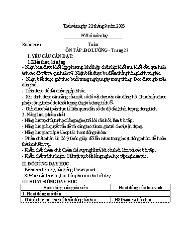 Kế hoạch bài dạy Toán + Tiếng Việt 3 - Tuần 3 (Thứ 6) - Năm học 2023-2024 - Hoàng Thị Dung
