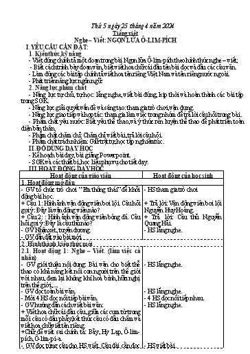 Kế hoạch bài dạy Toán + Tiếng Việt 3 - Tuần 32 (Thứ 5+6) - Năm học 2023-2024 - Hoàng Thị Dung