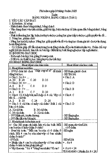 Kế hoạch bài dạy Toán + Tiếng Việt 3 - Tuần 4 (Thứ 5+6) - Năm học 2023-2024 - Trần Thị Hương