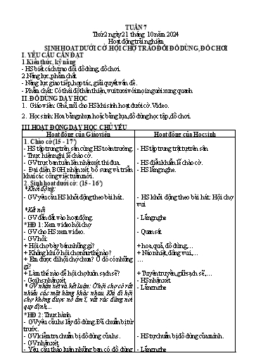 Kế hoạch bài dạy Toán + Tiếng Việt 3 - Tuần 7 - Năm học 2024-2025 - Hoàng Thị Dung