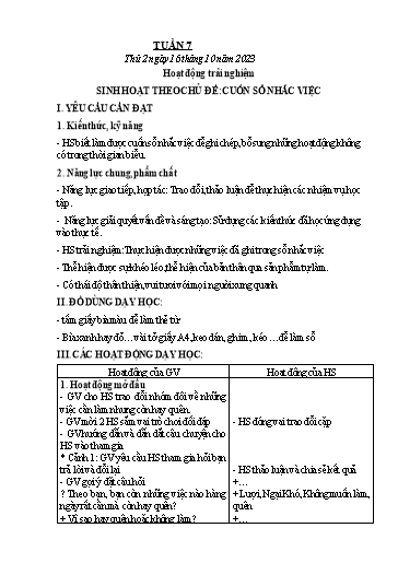 Kế hoạch bài dạy Toán + Tiếng Việt 3 - Tuần 7 (Thứ 2-4) - Năm học 2023-2024 - Trần Thị Hương