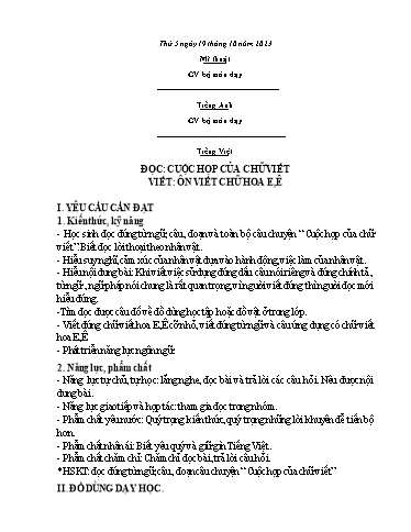 Kế hoạch bài dạy Toán + Tiếng Việt 3 - Tuần 7 (Thứ 5+6) - Năm học 2023-2024 - Nguyễn Thị Trinh