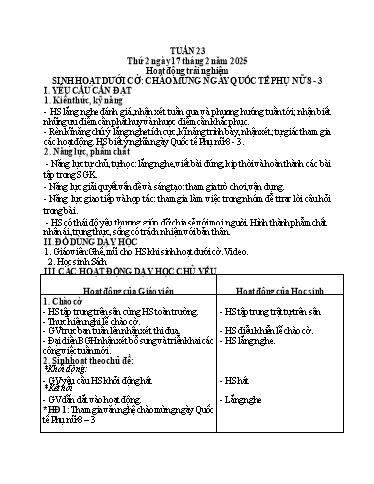 Kế hoạch bài dạy Toán + Tiếng Việt Lớp 3 - Tuần 23 (Thứ 2-4) - Năm học 2024-2025 - Hoàng Thị Dung
