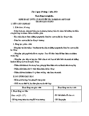 Kế hoạch bài dạy Tự nhiên xã hội 3 - Bài 30: Ôn tập chủ đề Trái đất và bầu trời (Tiết 1) - Năm học 2023-2024 - Bạch Thị Hải Yến